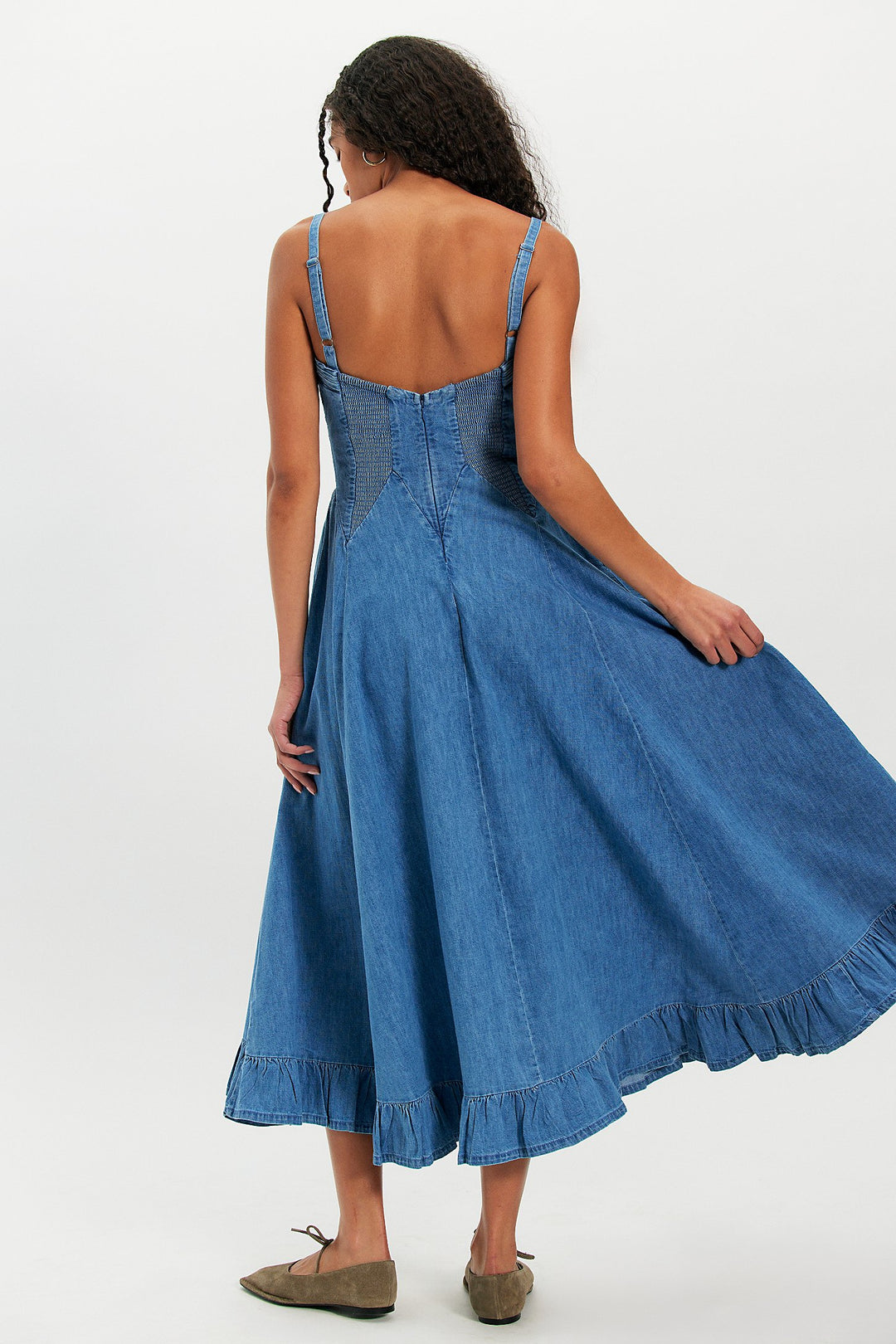 FREE PEOPLE Another Season Denim Midi Dress-The Shop Laguna Beach