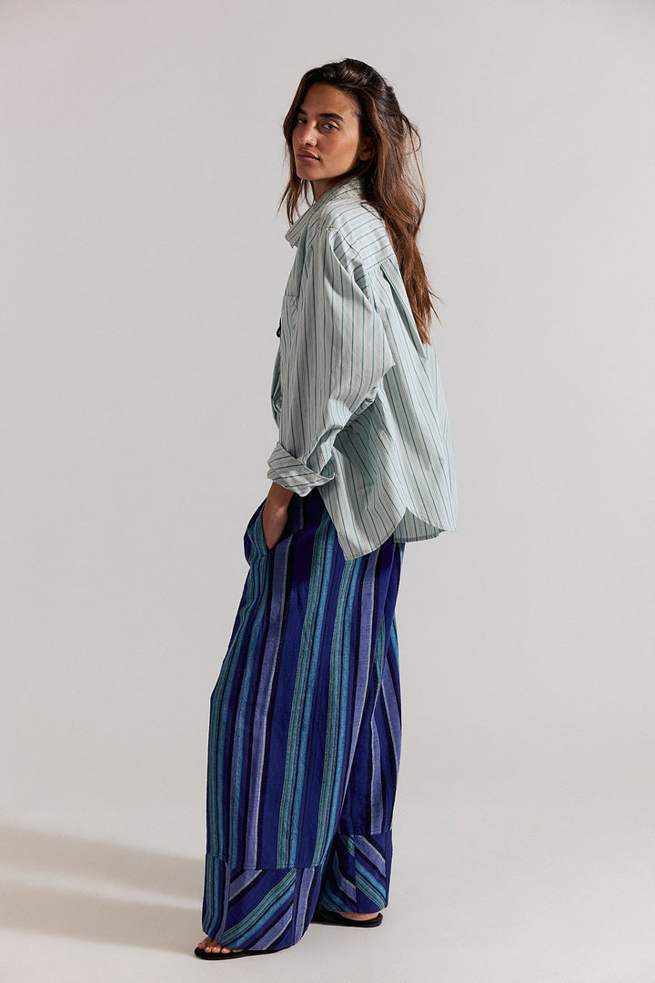 FREE PEOPLE Days End Striped Linen Pant