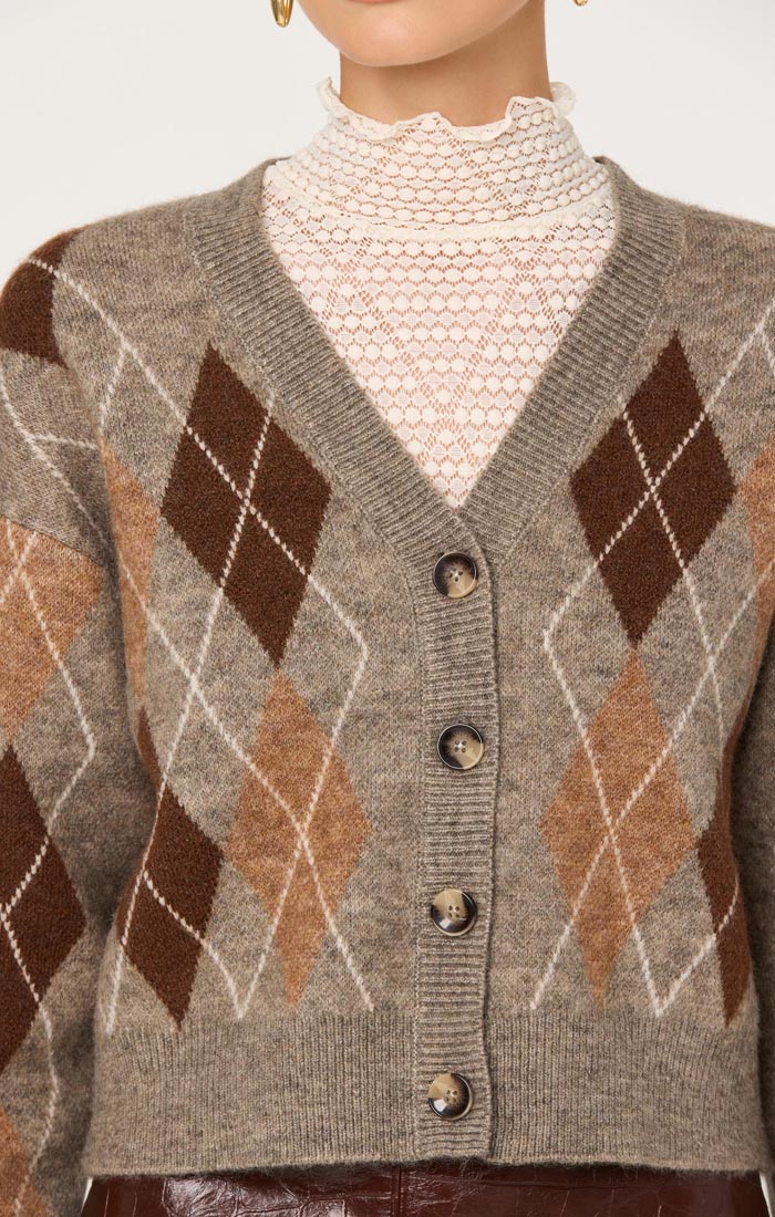 ASTR THE LABEL Ashtyn Argyle Cardigan-The Shop Laguna Beach