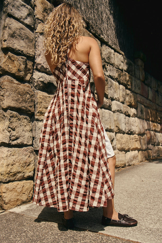 FREE PEOPLE Via Check Midi Dress-The Shop Laguna Beach