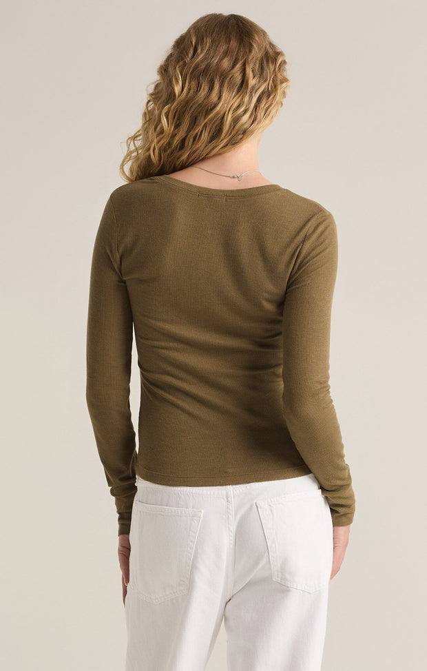 Z SUPPLY Scarlett Rib Henley Tee-The Shop Laguna Beach