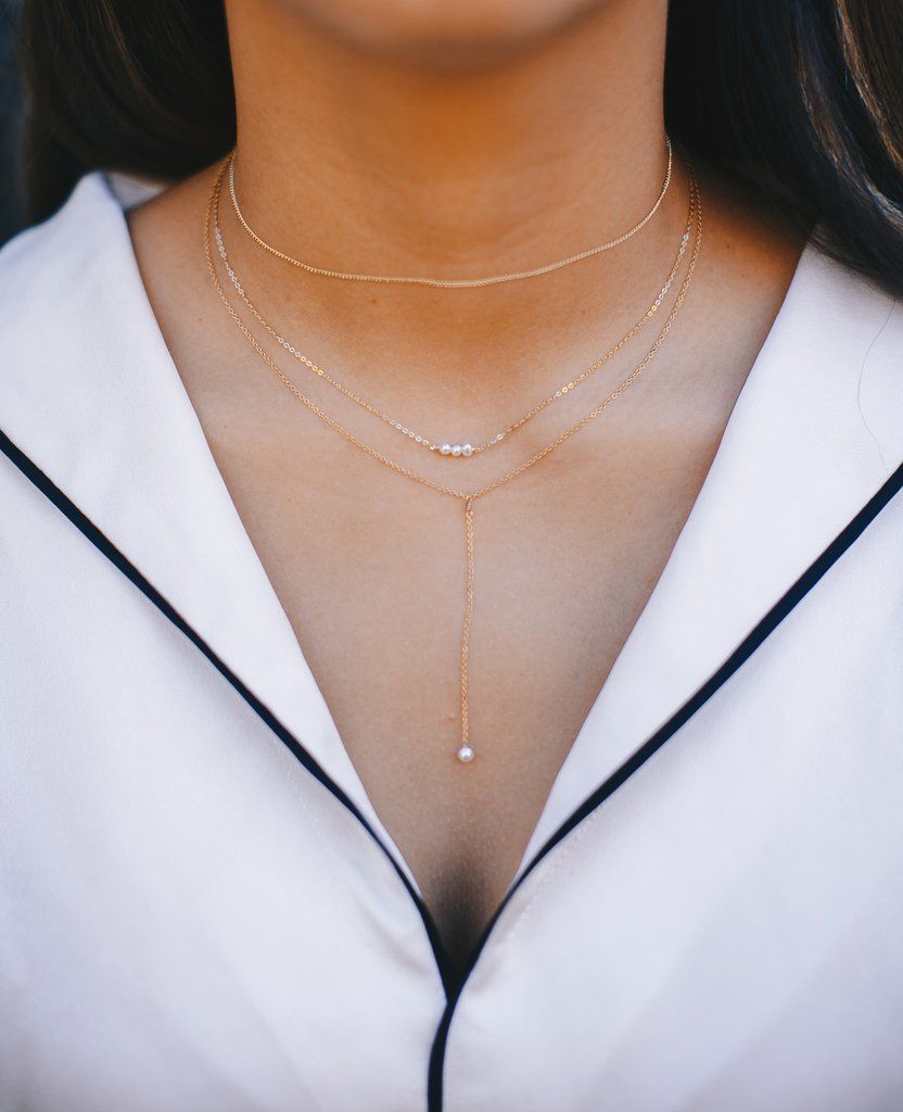 MAY MARTIN  Tiny Three Pearl Necklace - The Shop Laguna Beach
