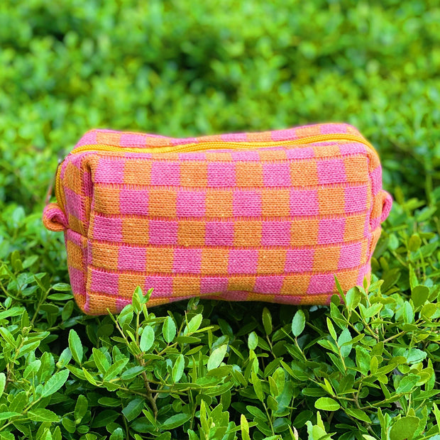 ELLSION + YOUNG <br> Check Yourself Knit Cosmetic Bag <br><small><i> (More Colors Available) </small></i>-The Shop Laguna Beach