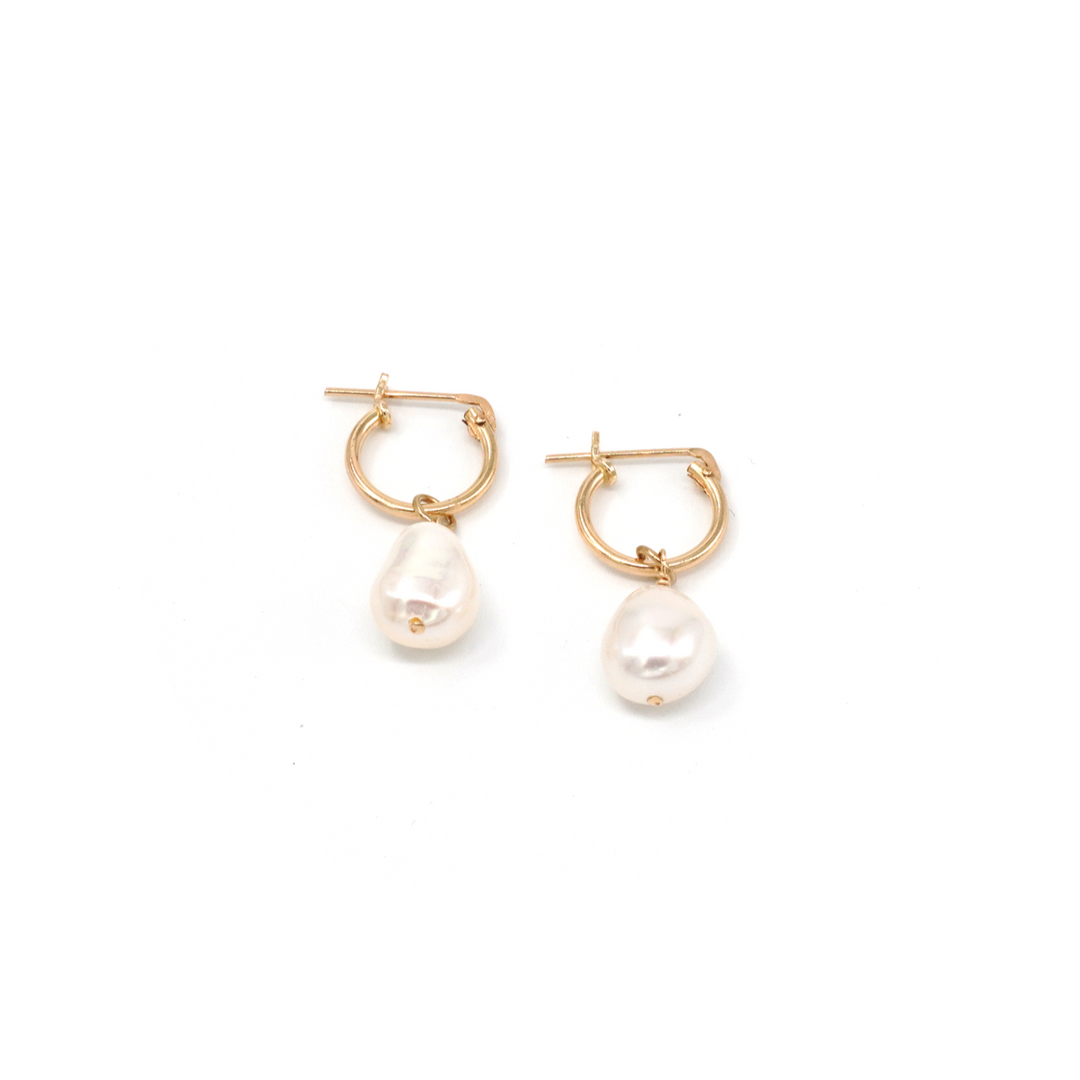 MAY MARTIN <br> Alina Gold-Fill Pearl Hoops-The Shop Laguna Beach