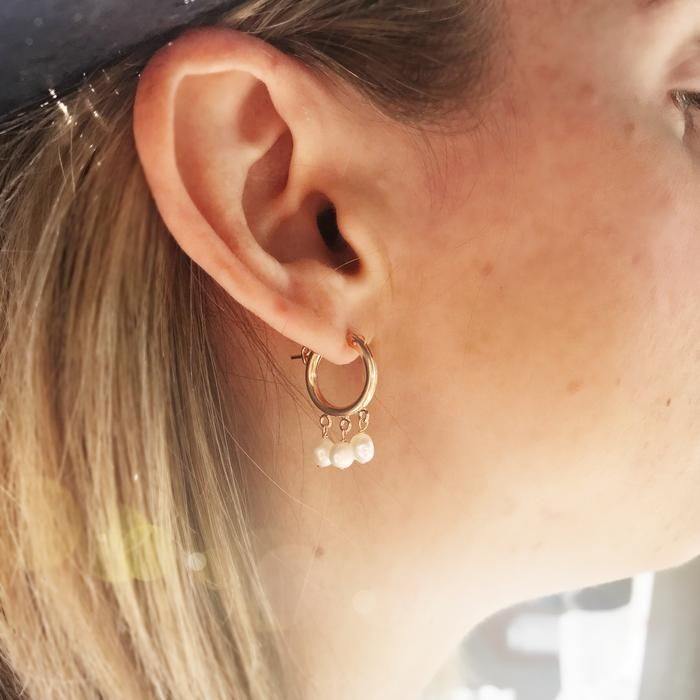 MAY MARTIN  Three Pearl Gold Fill Hinge Hoops - The Shop Laguna Beach