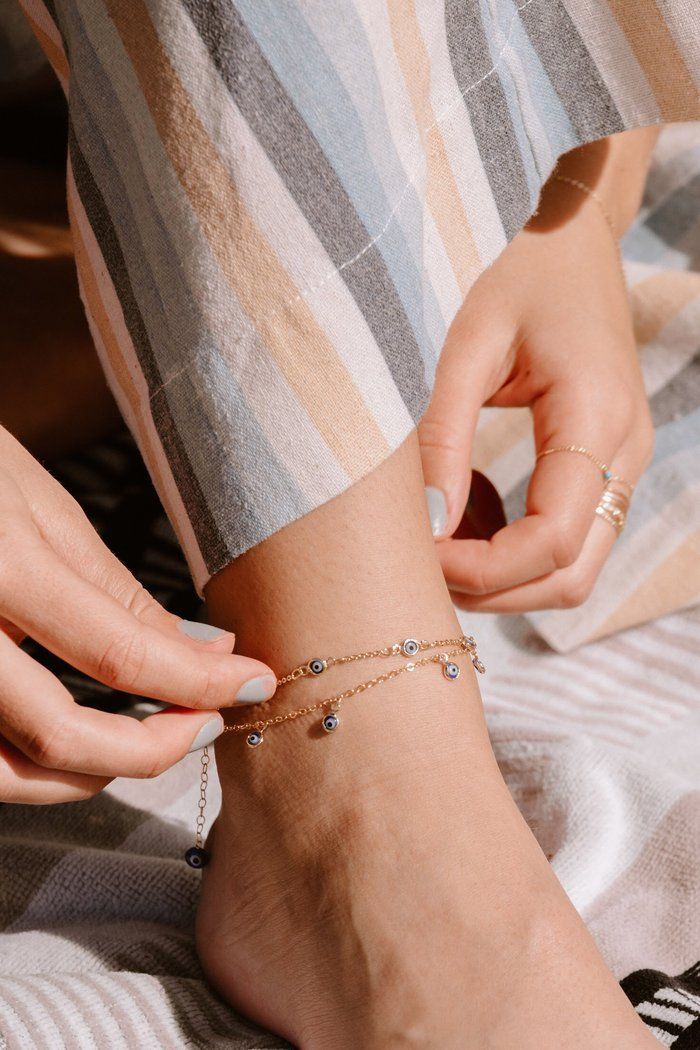 MAY MARTIN  Evil Eye Gold Fill Anklet - The Shop Laguna Beach