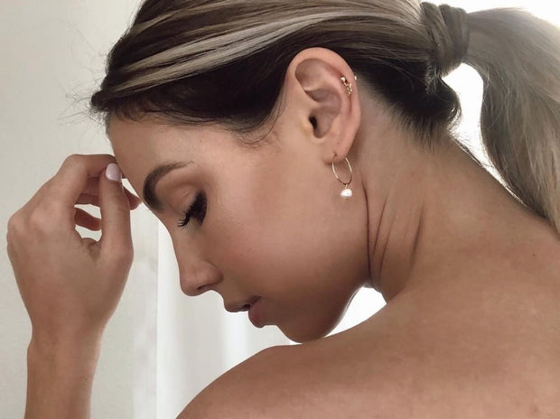 MAY MARTIN  Gold Filled Pearl Hoops - The Shop Laguna Beach
