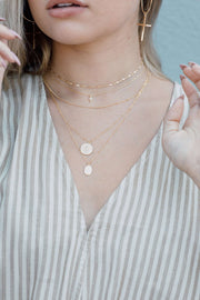 MAY MARTIN <br> Mini CZ Cross Necklace-The Shop Laguna Beach