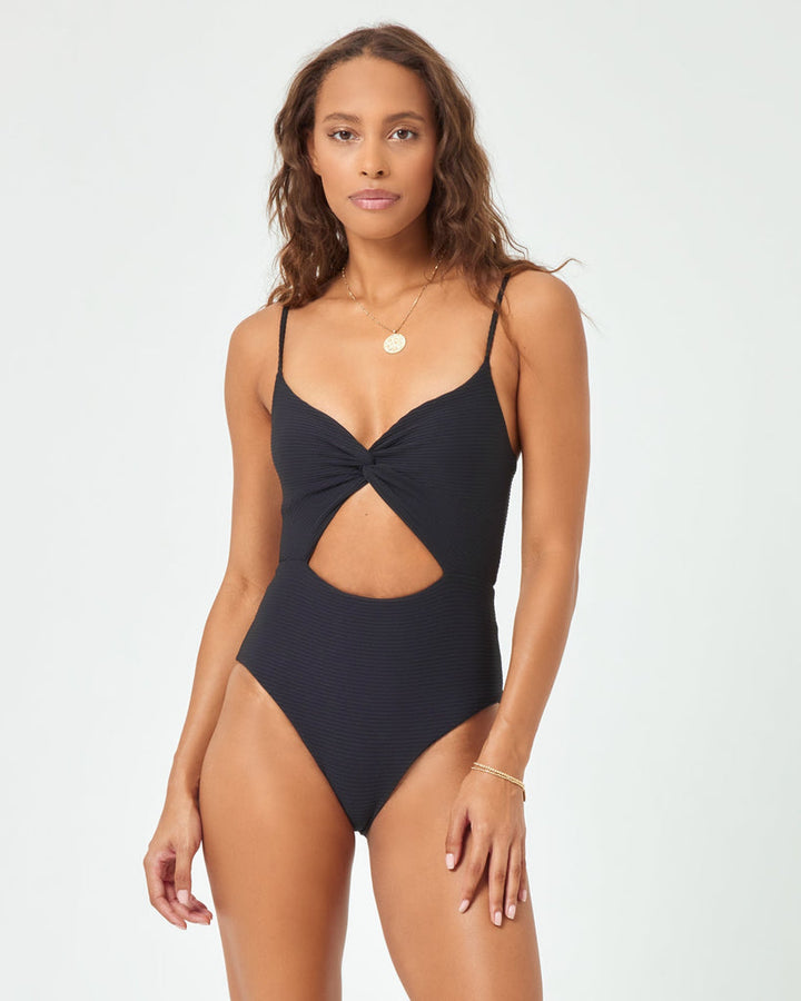 LSPACE <br> Kyslee Twist EcoChic Ribbed One Piece <br><small><i> (More Colors Available) </small></i>-The Shop Laguna Beach