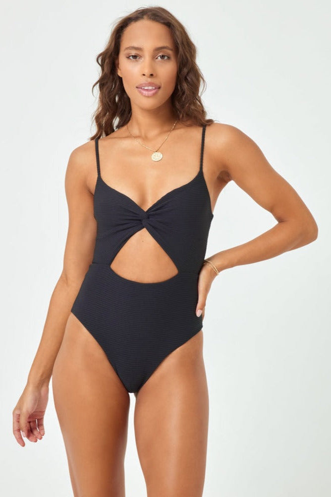 LSPACE <br> Kyslee Twist EcoChic Ribbed One Piece <br><small><i> (More Colors Available) </small></i>-The Shop Laguna Beach