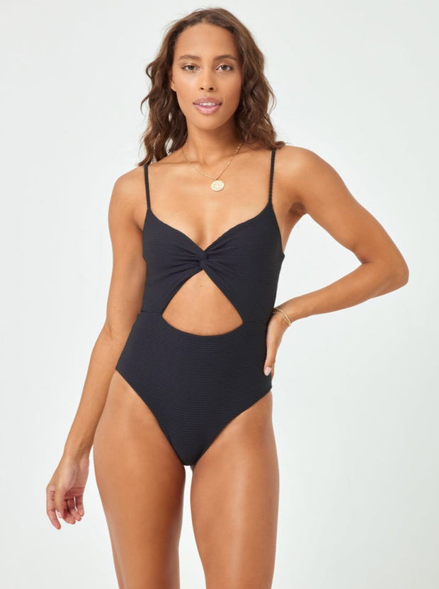 LSPACE <br> Kyslee Twist EcoChic Ribbed One Piece <br><small><i> (More Colors Available) </small></i>-The Shop Laguna Beach