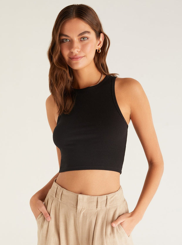Z SUPPLY <br> Hannah Cropped Rib Tank <br><small><i> (More Colors Available) </small></i>-The Shop Laguna Beach