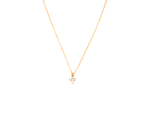 MAY MARTIN <br> Mini CZ Cross Necklace-The Shop Laguna Beach