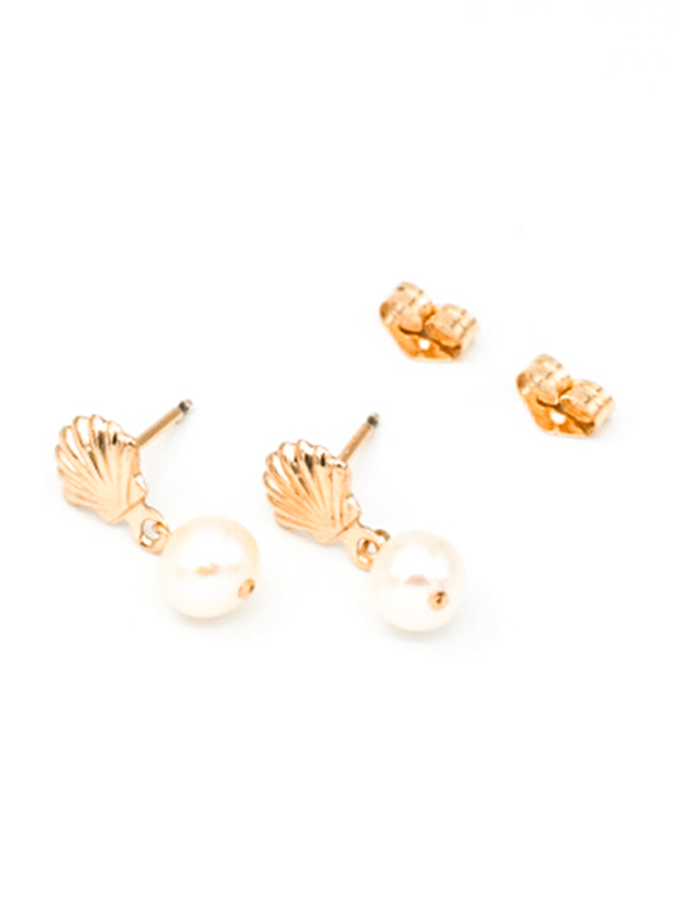 MAY MARTIN  Shell with Pearl Stud Earrings - The Shop Laguna Beach