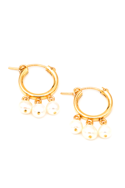 MAY MARTIN  Three Pearl Gold Fill Hinge Hoops - The Shop Laguna Beach