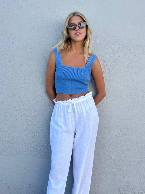 MEET ME AT THE BEACH <br> BY KEEN THE LABEL <br> Biarritz Crop Rib Knit Tank <br><small><i> (More Colors Available) </small></i>-The Shop Laguna Beach