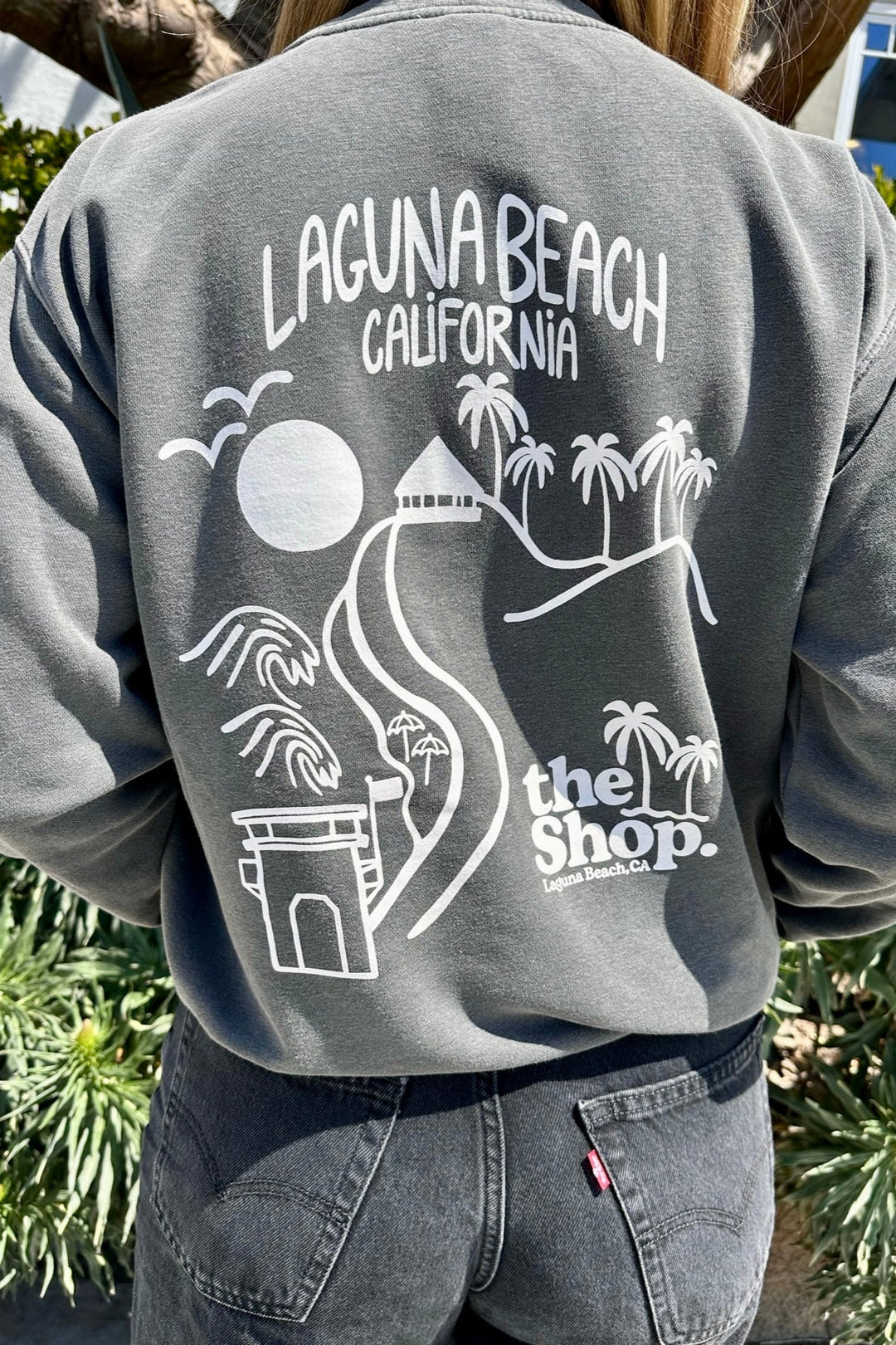 THE SHOP CLASSIC <br> Twin Palms Laguna Pigment-Dyed Crew Pullover <br><small><i> (More Colors Available) </small></i>-The Shop Laguna Beach