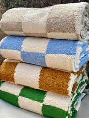 SUNDREAM <br> Laguna Checker Throw Blanket <br><small><i> (More Colors Available) </small></i>-The Shop Laguna Beach