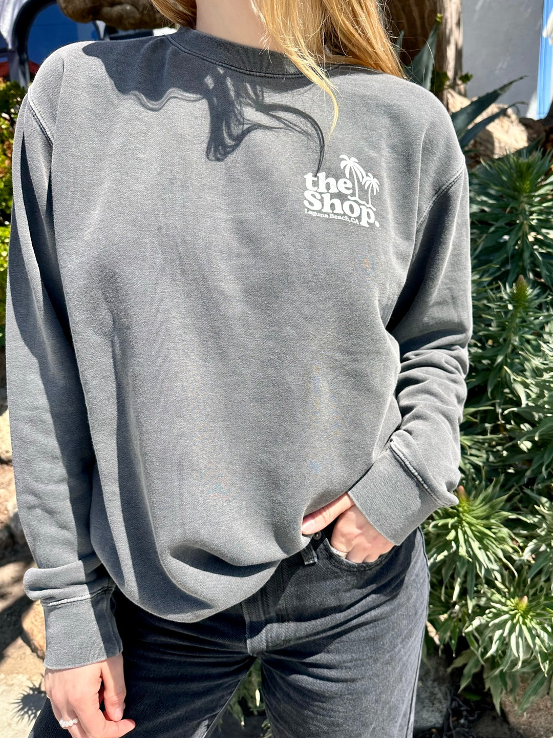 THE SHOP CLASSIC <br> Twin Palms Laguna Pigment-Dyed Crew Pullover <br><small><i> (More Colors Available) </small></i>-The Shop Laguna Beach