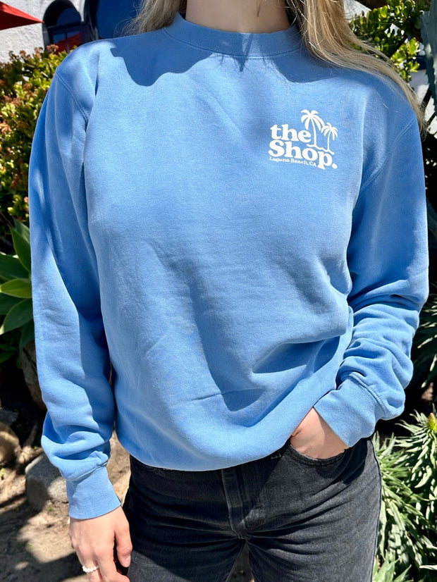 THE SHOP CLASSIC <br> Twin Palms Laguna Pigment-Dyed Crew Pullover <br><small><i> (More Colors Available) </small></i>-The Shop Laguna Beach
