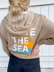 LOVE THE SEA <br> Lightweight Zip Hooded Sweatshirt <br><small><i> (More Colors Available) </small></i>-The Shop Laguna Beach