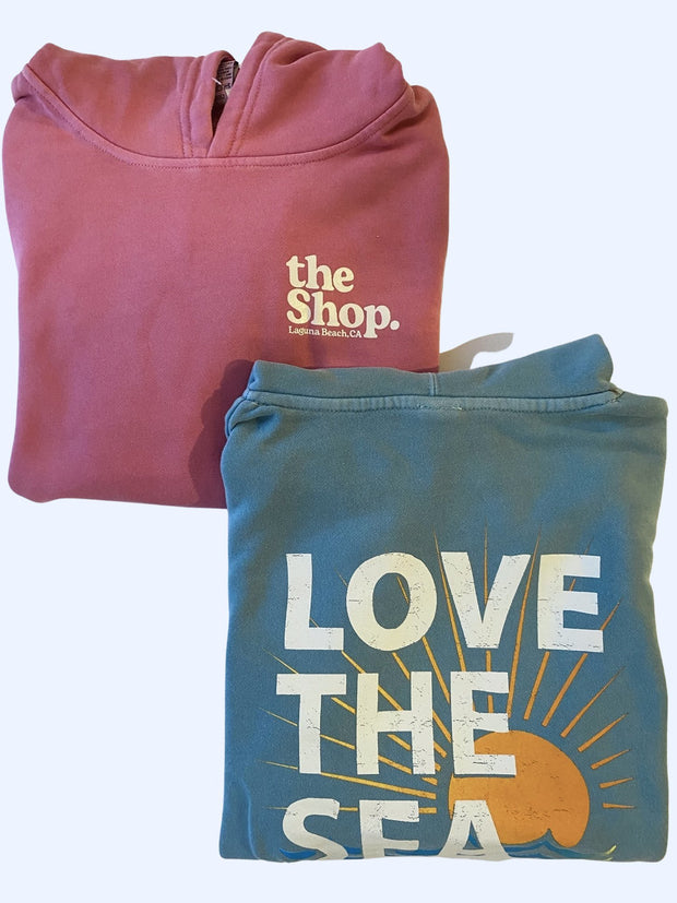 LOVE THE SEA <br> Youth Pigment Wash Hoodie <br><small><i> (More Colors Available) </small></i>-The Shop Laguna Beach